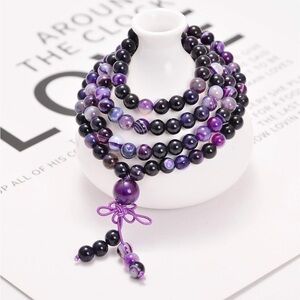 New 108 Beads Purple Mala Wrap Bracelet Yoga Meditation Class Prayer